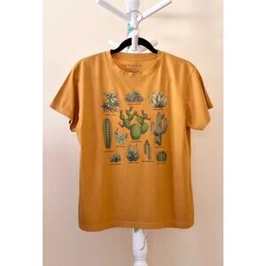Fifth Sun T-Shirt Gold Cactus Graphic Green Unisex Art Tee M